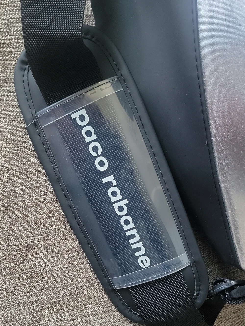 Paco Rabanne Silver and Black Messenger Sling Bag